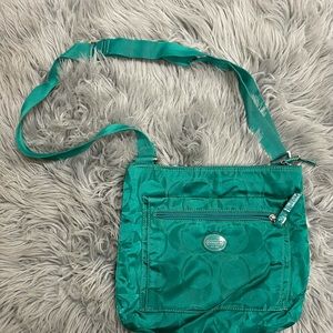 Coach teal nylon crossbody